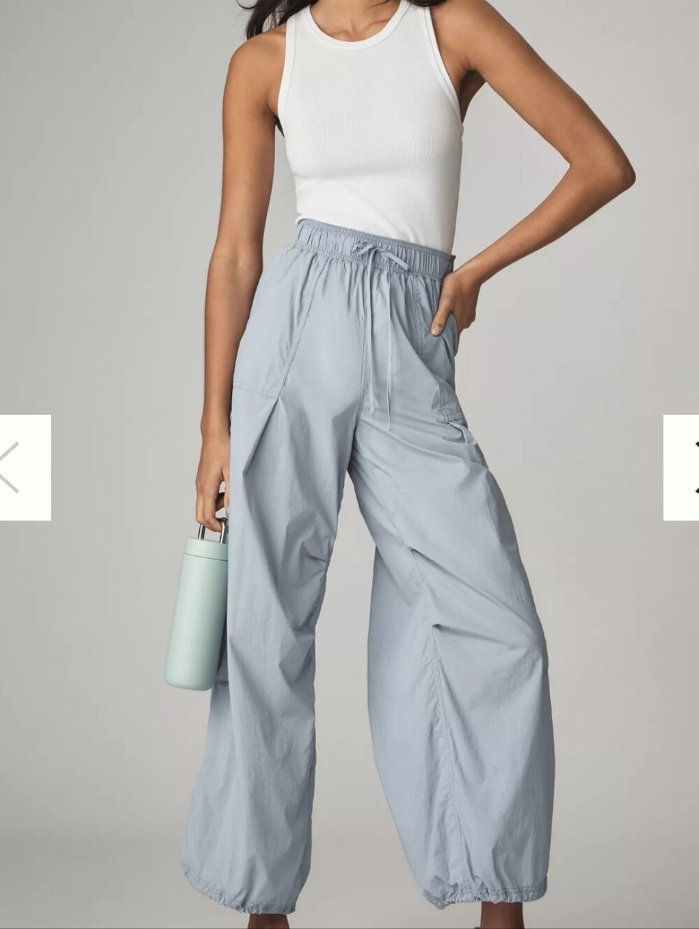 Daily Practice Messa  Sleeveless Light Blue Wide-Leg Cargo Pants  Jumpsuit S.